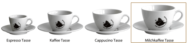 Große KAFFA Milchkaffee Tasse, 0,45 Liter, Untertasse 18 cm