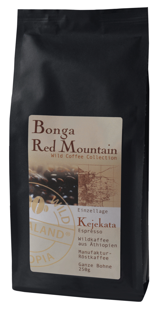 Bonga Red Mountain, Kejekata, Espresso, 250g, GANZE BOHNE, bio-zertifiziert und aus Fairem Handel