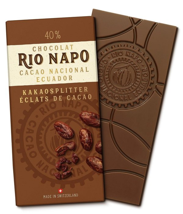 RIO NAPO, Schokolade, 40% mit Kakaosplitter, 70g, BIO